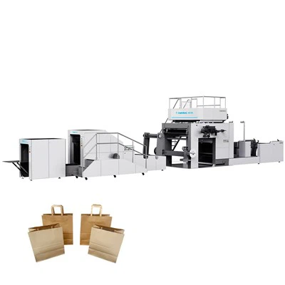 Macchina automatica per la fabbricazione di sacchetti di carta a manico piatto